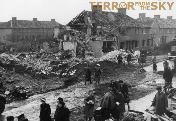 A view which shows the wide area destroyed by the V2 